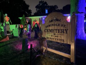 Halloween display at 62 Seminole St, Selden